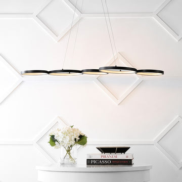 Roman 40.75" Bohemian Coastal Iron Linear Integrated LED Pendant - JONATHAN Y